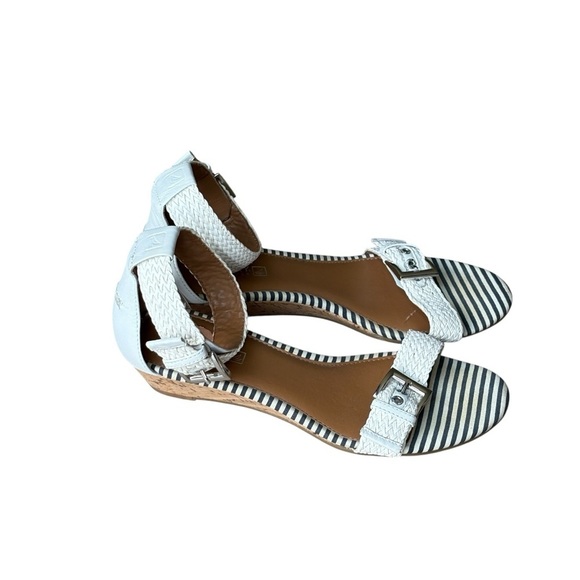 Sperry Top Sider Lynnbrook Low Wedge Sandals Size 9 Blue White Stripe Low Wedge - Picture 7 of 13